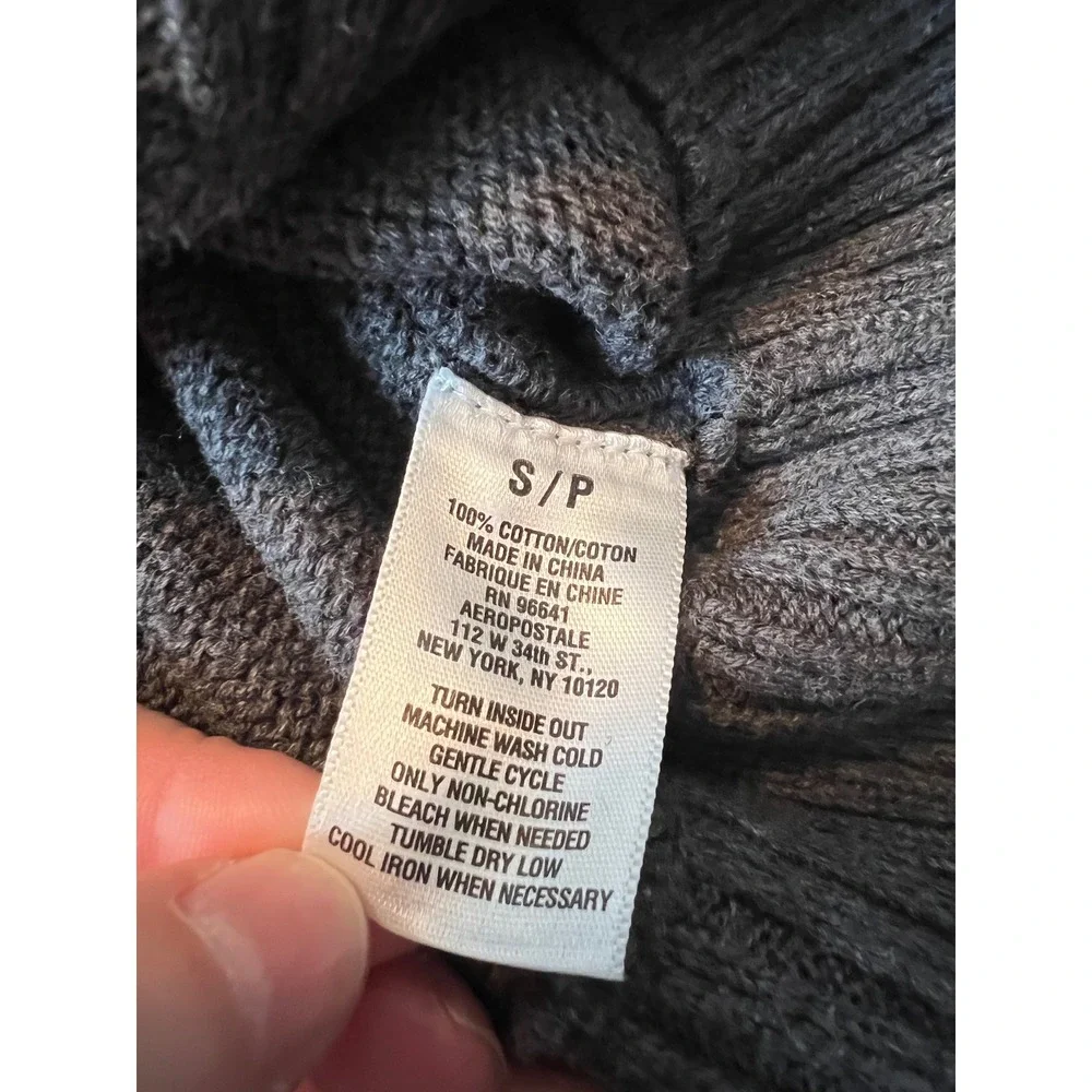 Aeropostale Quarter Zip Sweater Mens Small Gray Cotton Knit Pullover